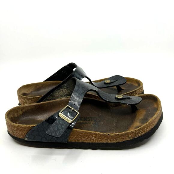 Birkenstock Gizeh Black Metallic Thong Sandals Women's 8 US - Picture 3 of 9